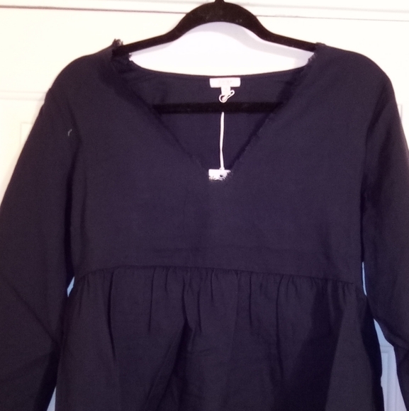 Dark Blue Babydoll Blouse By Tavik - Picture 2 of 4